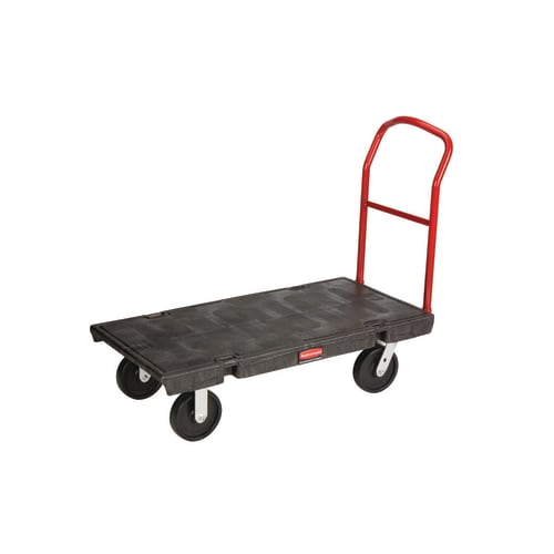 Rubbermaid Heavy Duty Platform Truck 24 x 48 with 8 Inch Polyolefin Casters, Black